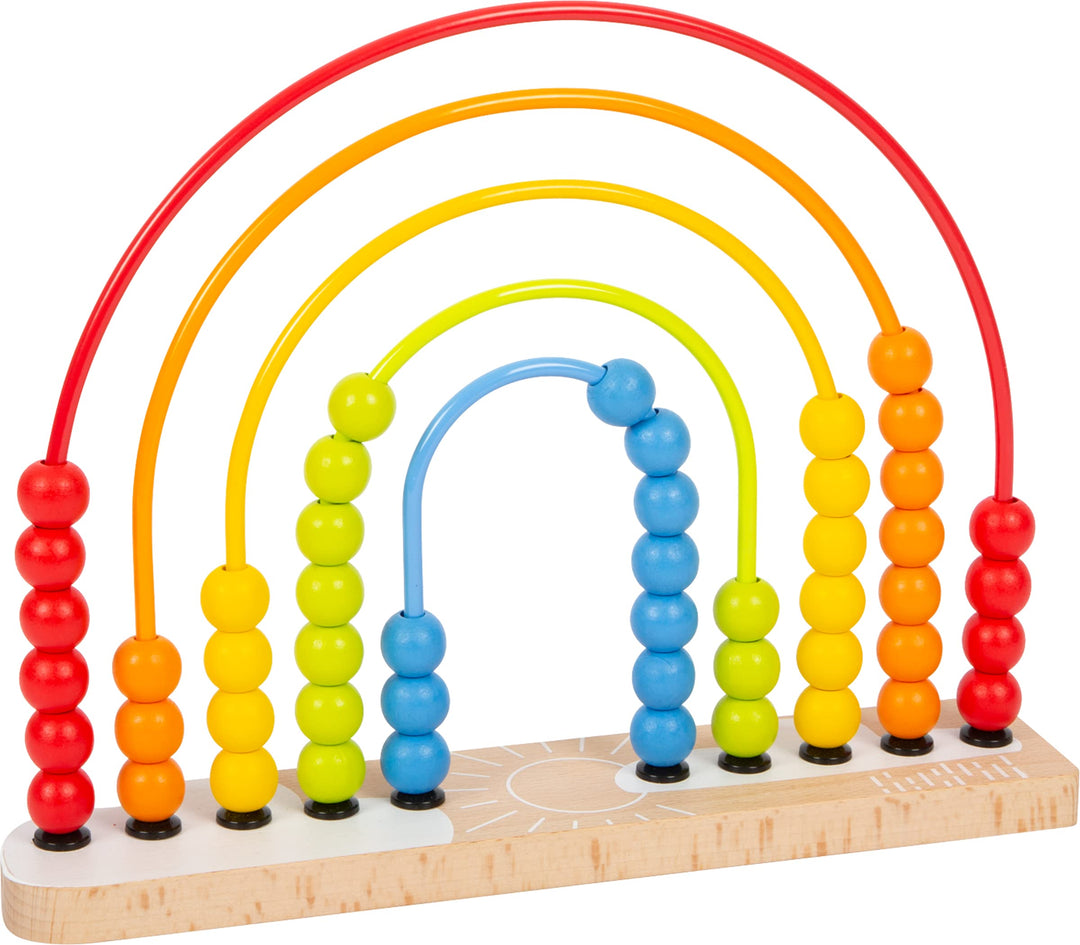 small foot Motorikschleife und Abakus, ab 12 Monaten, in Regenbogenfarben, mit 50 bunten Holzperlen,