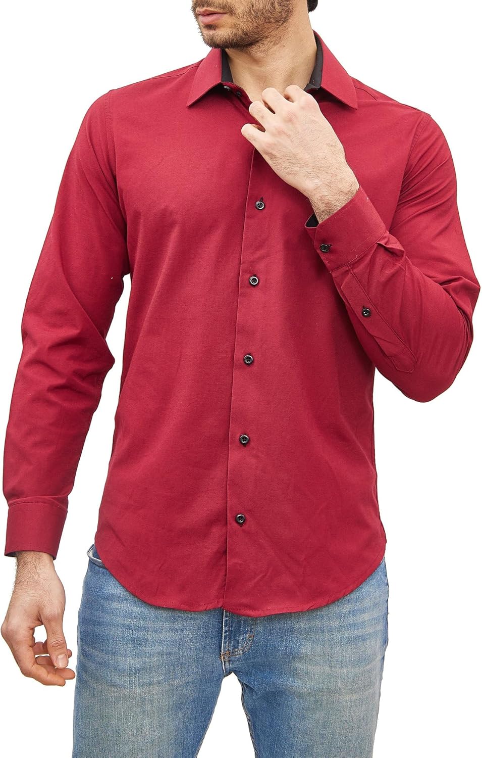 Subliminal Mode - Leicht zu bügeln, Herrenhemd, zweifarbig, einfarbig, Langarm, Slim Fit, Business,