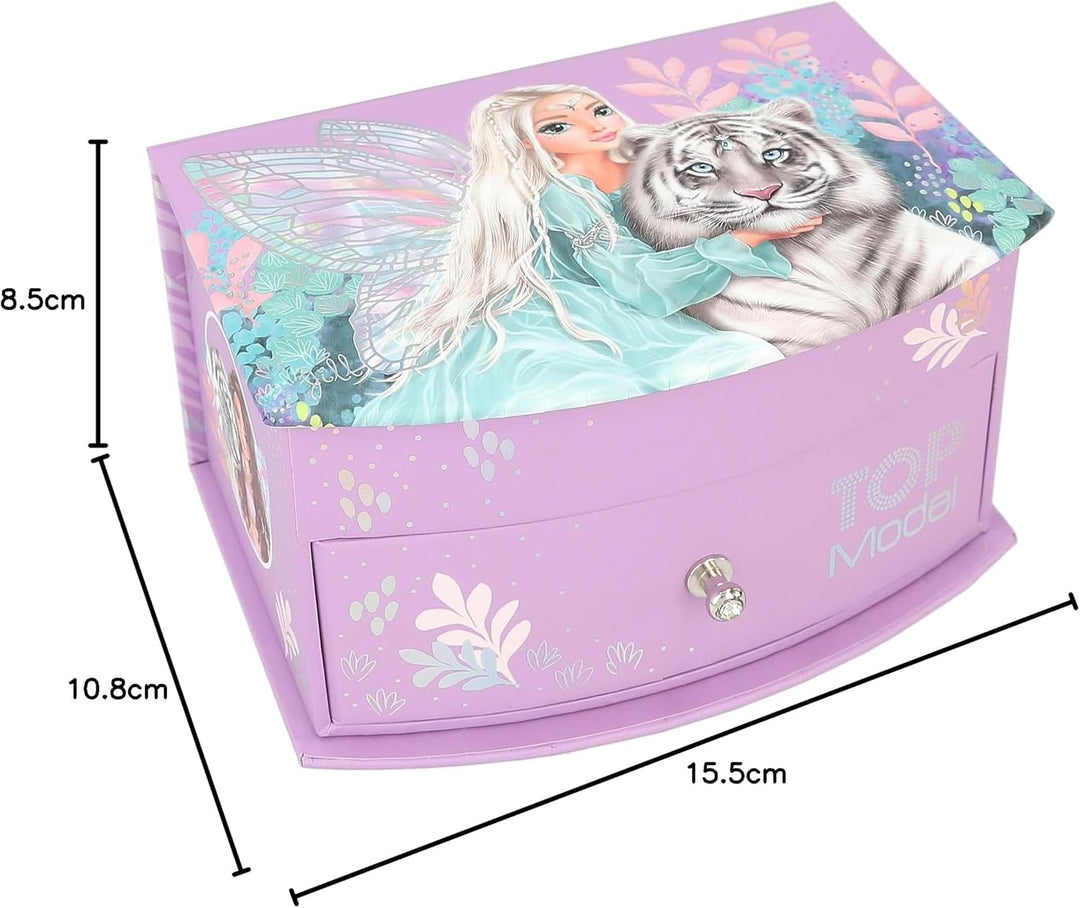 Depesche 12718 TOPModel Fantasy Tiger - Kleines Schmuckkästchen in Lila, mit Feen-Motiv, Schmuckbox
