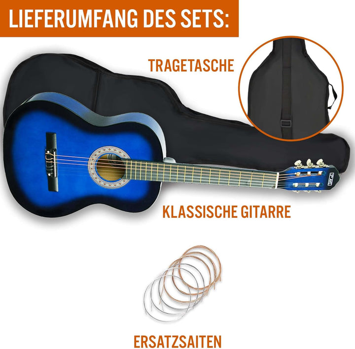 3rd Avenue 3/4 Flamencogitarren-Starterset in Kindergrösse mit Nylonsaiten – mit Tasche, Saiten – in