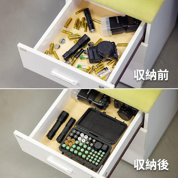 KIWIFOTOS AAA AA Batterie Organizer Aufbewahrungskoffer Batteriehalter mit Batterieprüfer IP67 Wasse