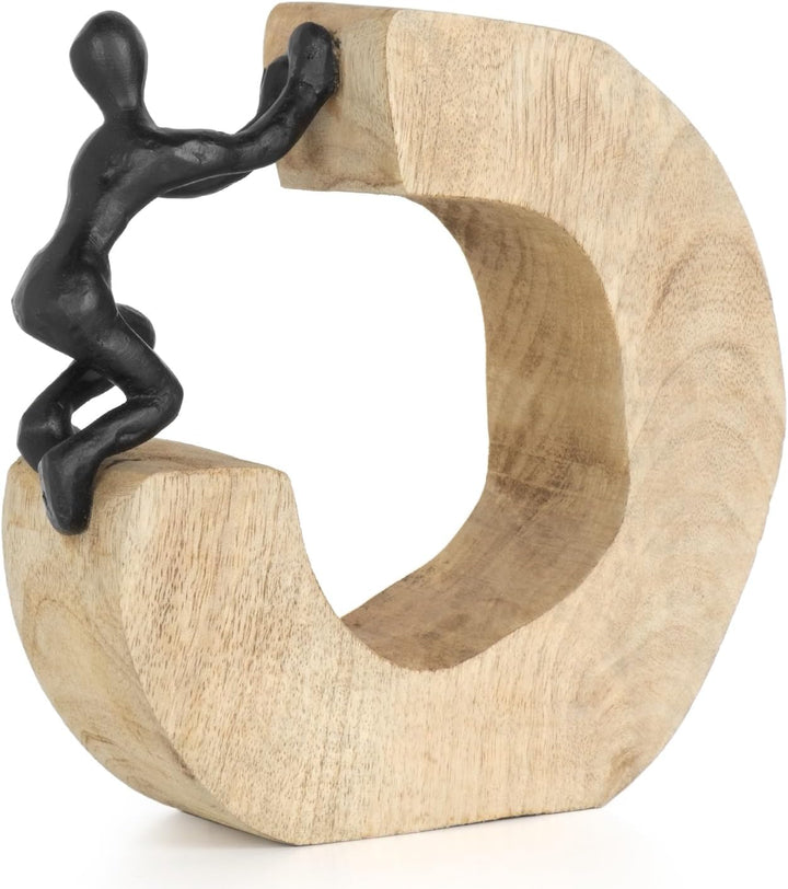 Moritz Skulptur I Wir räumen den Weg frei I 18,5 x 6 x 19 cm I Holzdeko I Skulpturen Deko I Modern I