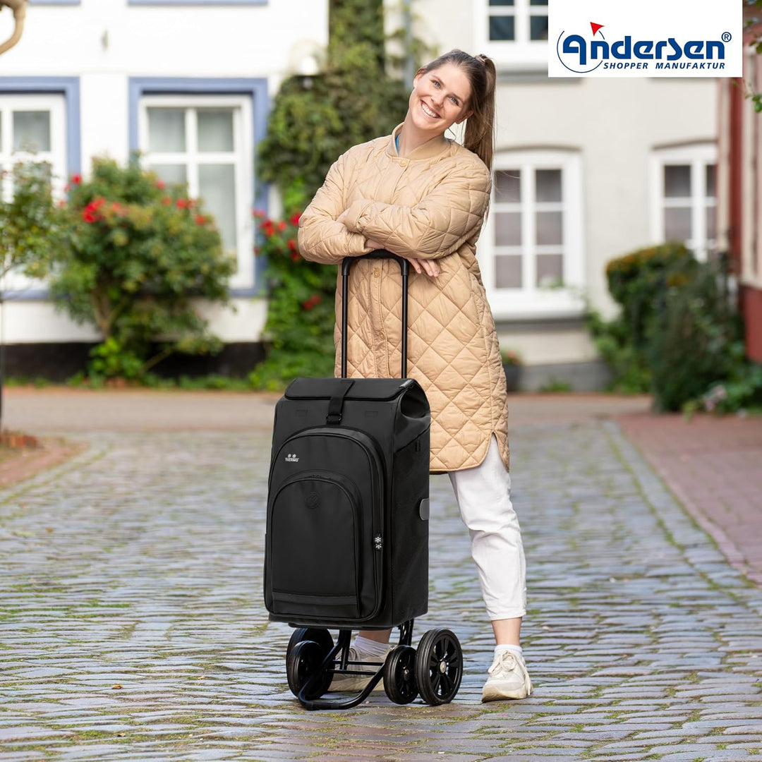ANDERSEN Einkaufstrolley - Quattro Shopper Hydro 3.0 schwarz | mit 4 Rädern, höhenverstellbar, schie