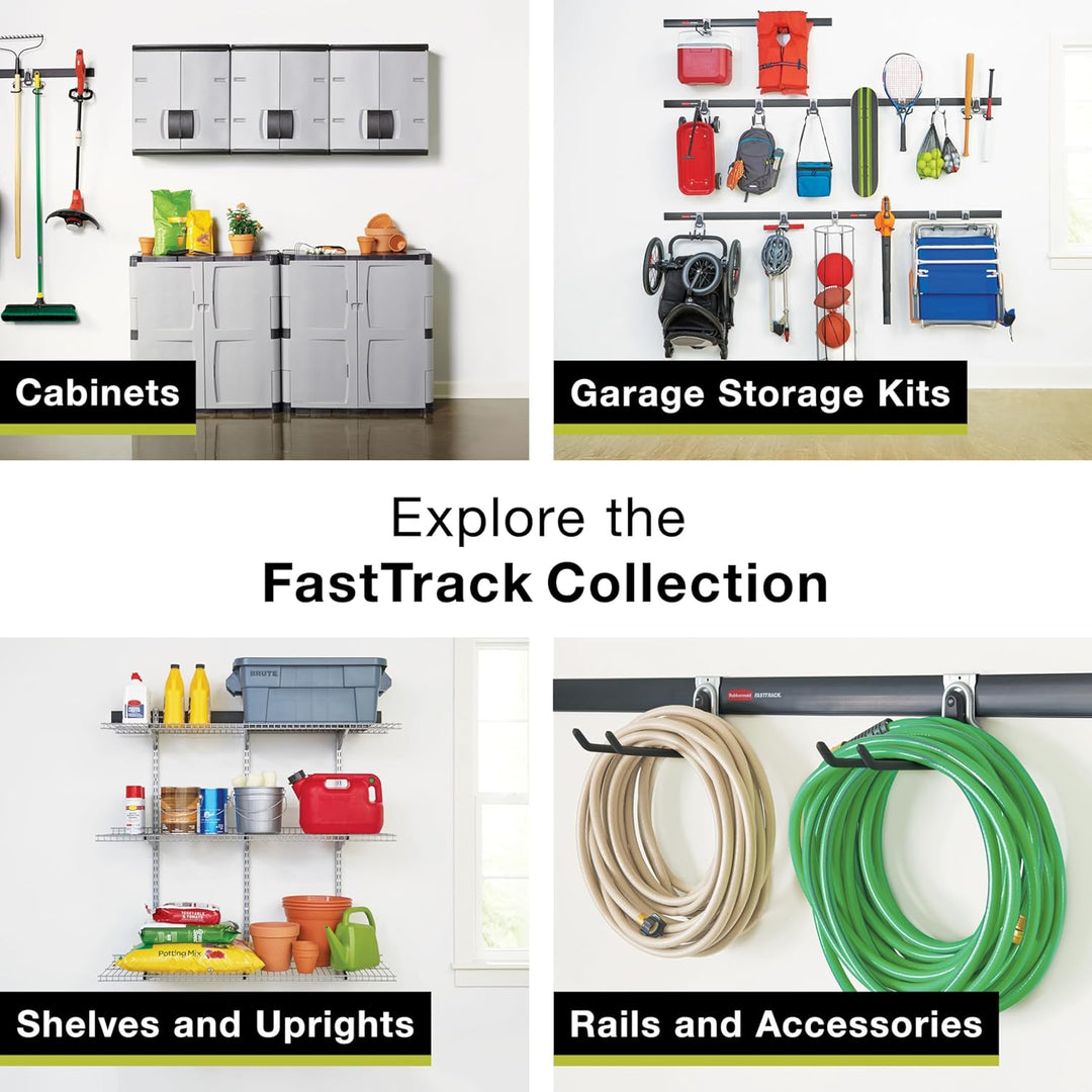 Rubbermaid Fasttrack 2-Griff-Haken Handle Hook Metallic|Powder-Coated Steel, 2-Griff-Haken