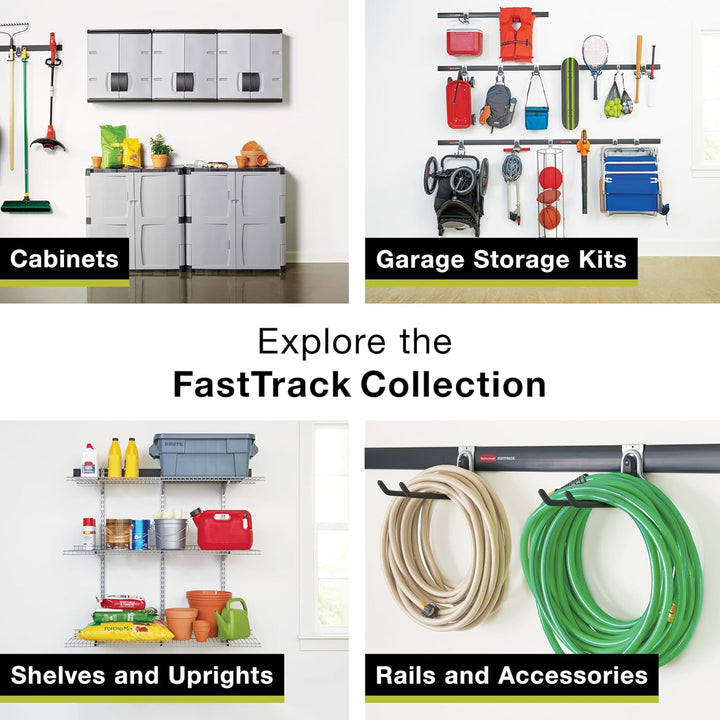 Rubbermaid Fasttrack 2-Griff-Haken Handle Hook Metallic|Powder-Coated Steel, 2-Griff-Haken