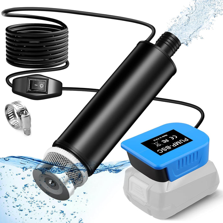 Tragbare Wasserpumpe Sumpfpumpe für Bosch 18V Home and Garden PBA Akku, 120W, 12V Regenfass Wassertr