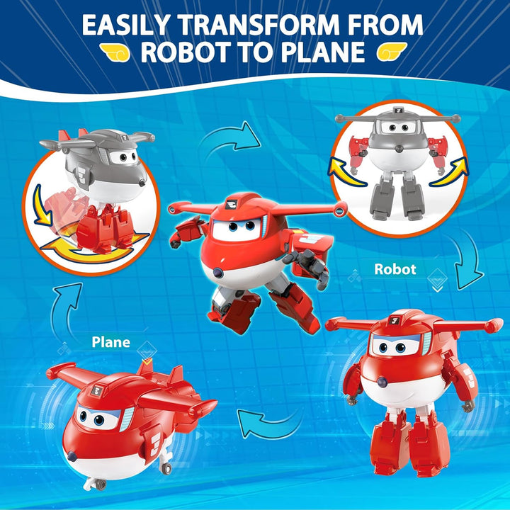 Super Wings Transforming Spielzeug 2PCS Jett & Traver, 2 in 1 Action Figur, 12,7 cm grosses Flugzeug