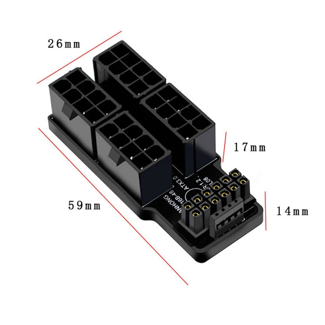 chenyang ATX 8Pin 4 Port zu 12VHPWR ATX3.0 PCI-E 5.0 16Pin Power Modular Adapter 90 Grad UP abgewink
