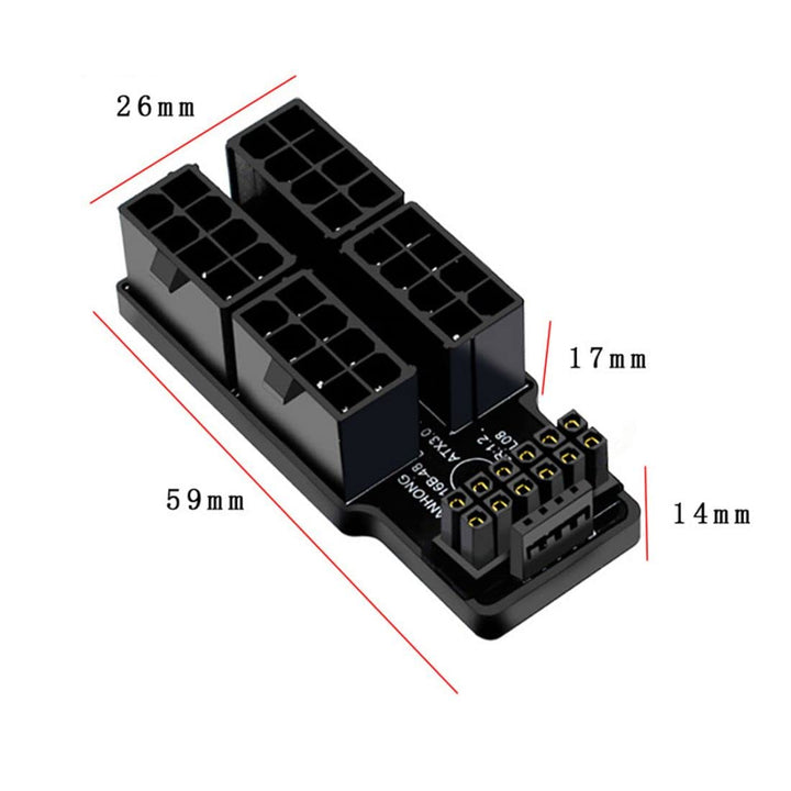 chenyang ATX 8Pin 4 Port zu 12VHPWR ATX3.0 PCI-E 5.0 16Pin Power Modular Adapter 90 Grad UP abgewink