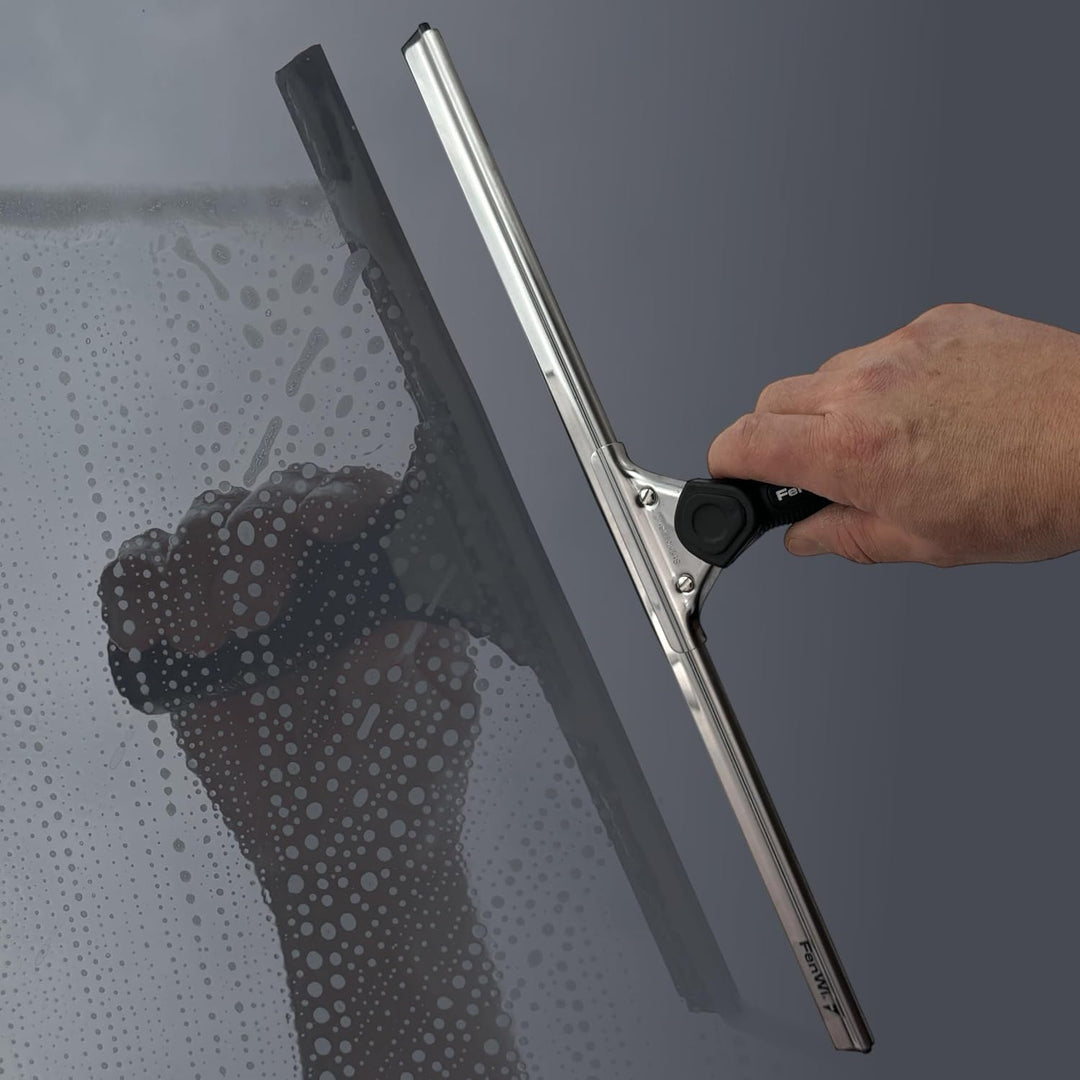 FenWi Fensterabzieher mit Gummilippe in 35cm Breite/Duschabzieher/Abzieher mit Edelstahl-Abziehschie