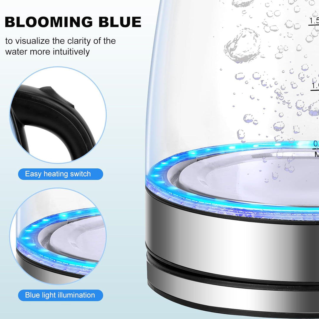 Glas Wasserkocher 2,0 liter, 2300w, BPA-frei, LED Beleuchtung, Schnelles Kochen,Wasserkocher aus Bor