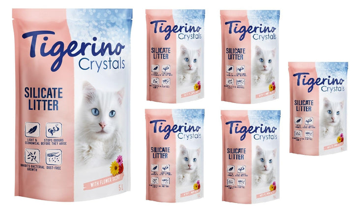 Tigerino Crystals Flower Power Katzenstreu - Super Pack: 6 x 5 Liter