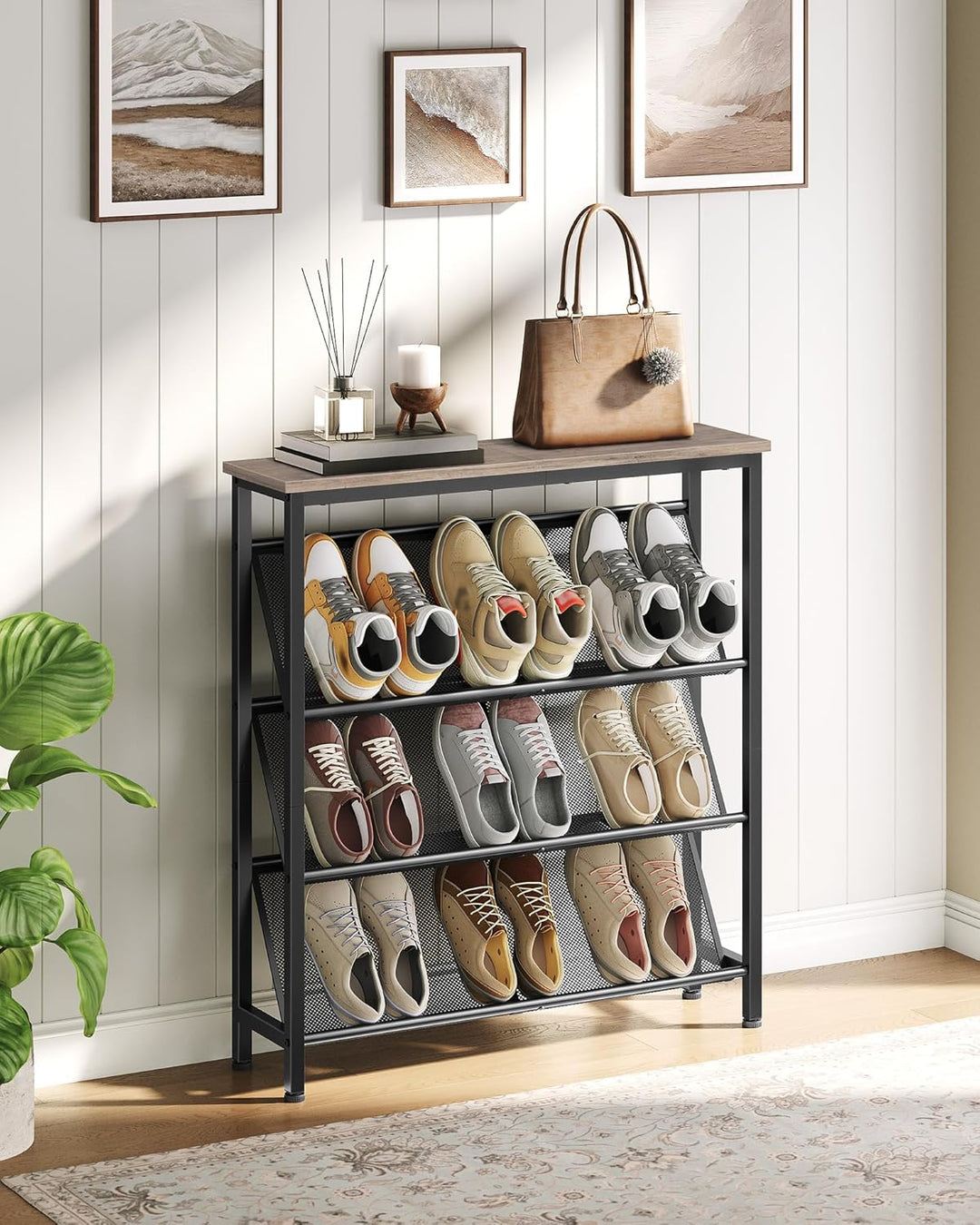 Schuhregal, 4-stufige Schuhablage, Schuhschrank schmal, Schuhständer, Schuhaufbewahrung, Schuh-Organ