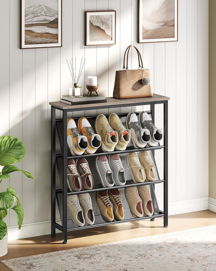 Schuhregal, 4-stufige Schuhablage, Schuhschrank schmal, Schuhständer, Schuhaufbewahrung, Schuh-Organ