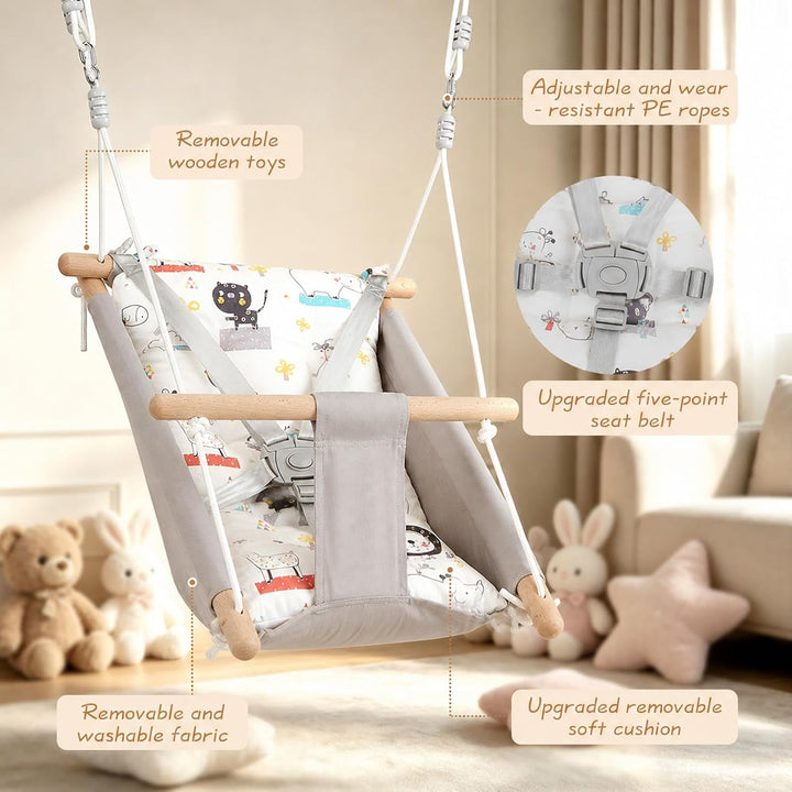 Babyschaukel Kinderschaukel, Baby Schaukel Indoor für Babys ab 6 Monaten und Kleinkinder bis 3+ Jahr