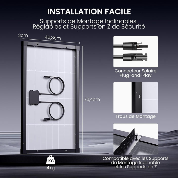 N-Type 16BB 55W Monokristalline Solarmodule, Callsun 55W Solarpanel, PV-Module,3.2mm Glas,Ideal für