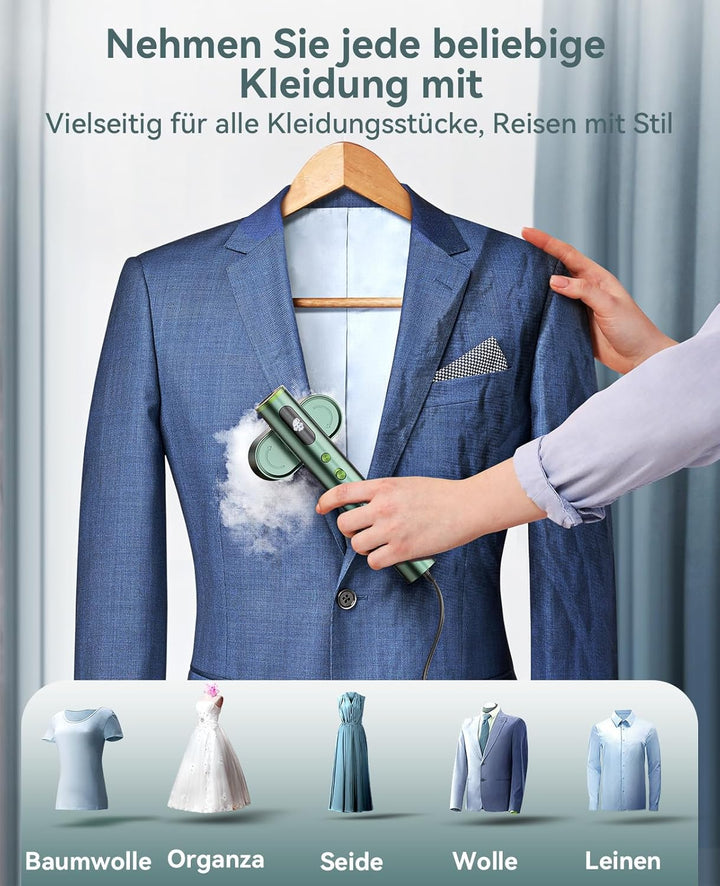 Reise Dampfglätter mit weltweiter Spannung 100-240V Tragbare Steamer für Kleidung, 2-in-1 Reisebügel