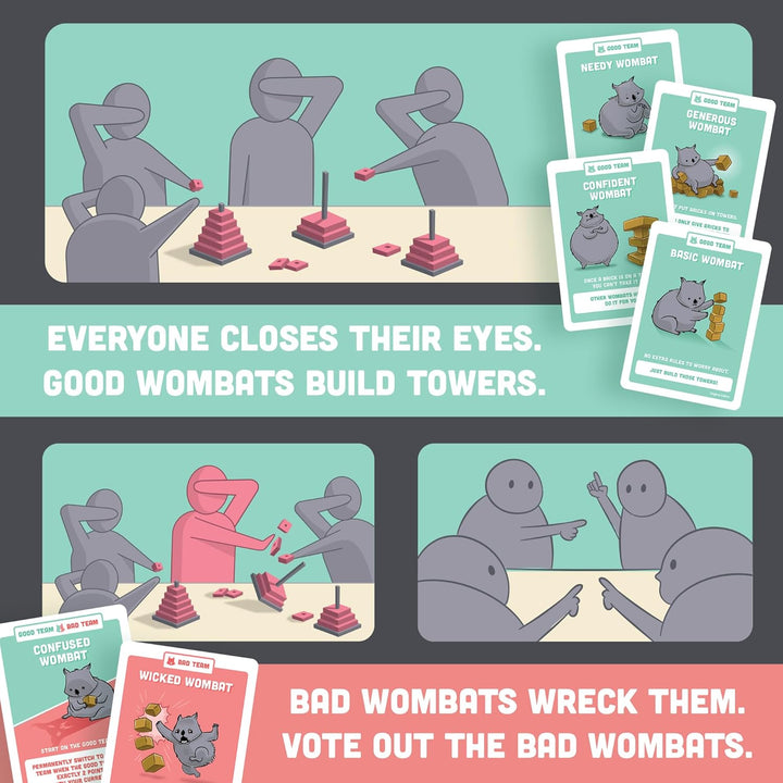Exploding Kittens Hand to Hand Wombat Card Game by Fun Family Card Games for Adults Teens & Kids - F