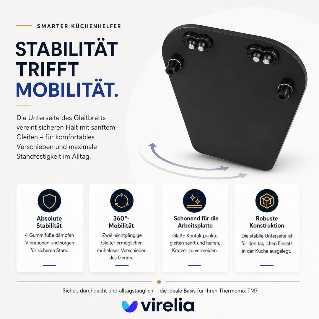 Virelia Gleitbrett für Thermomix TM7 – Hochwertige Acryl Unterlage – Slider Zubehör schont die empfi