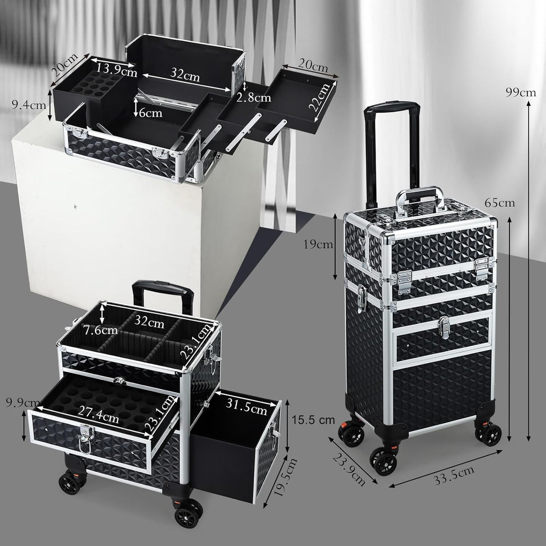Kosmetik Trolley mit Schubladen Kosmetikkoffer Make up Koffer Professioneller Schminkkoffer Friseurk