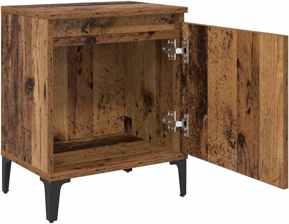 vidaXL Alter Holz Nachttisch Altes Holz Massivholz, Metall 40 x 30 x 50 cm, Altes Holz