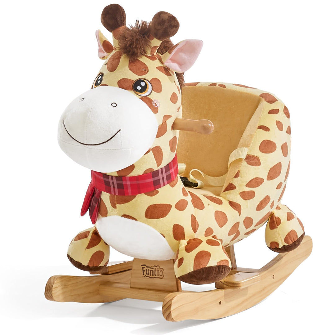 FUNLIO Giraffen-Baby-Schaukelpferd für Kleinkinder von 6 Monaten bis 3 Jahren, Plüschtier zum Aufsit