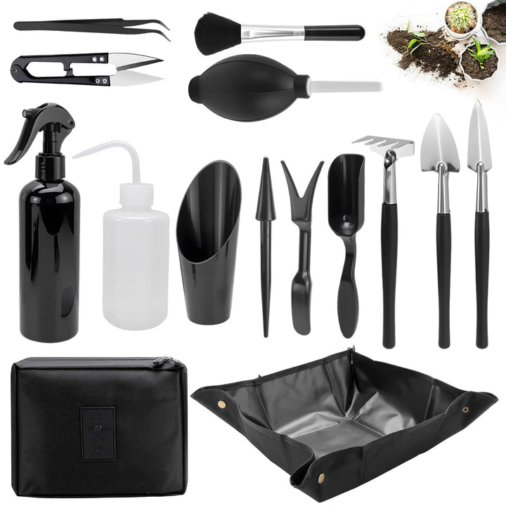 Bonsai Werkzeug Set 16-teilig Gartenwerkzeug für Zimmerpflanzen, Bonsai &amp; Sukkulenten – Ideal für Zu