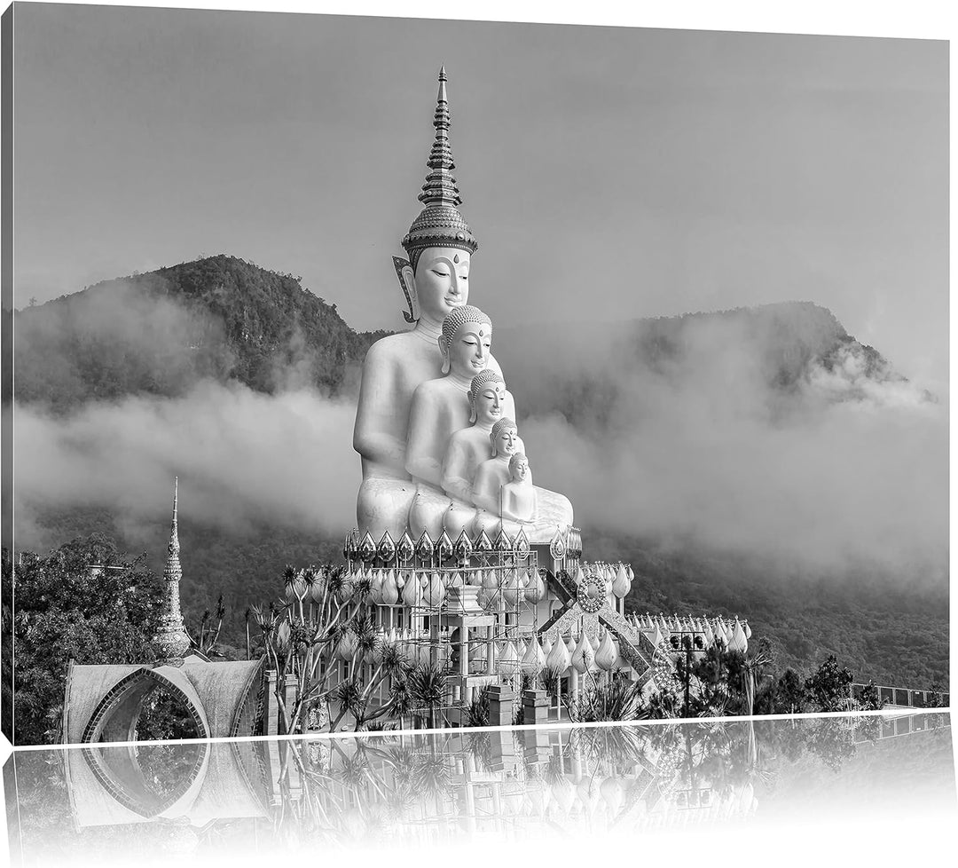 Pixxprint Buddha-Skulptur in Thailand / 100x70cm Leinwandbild bespannt auf Holzrahmen/Wandbild Kunst