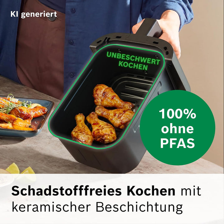 Bosch Heissluftfritteuse Serie 2, 4 L grosser Korb für bis zu 2 Personen, Kleine Heissluftfritteuse,