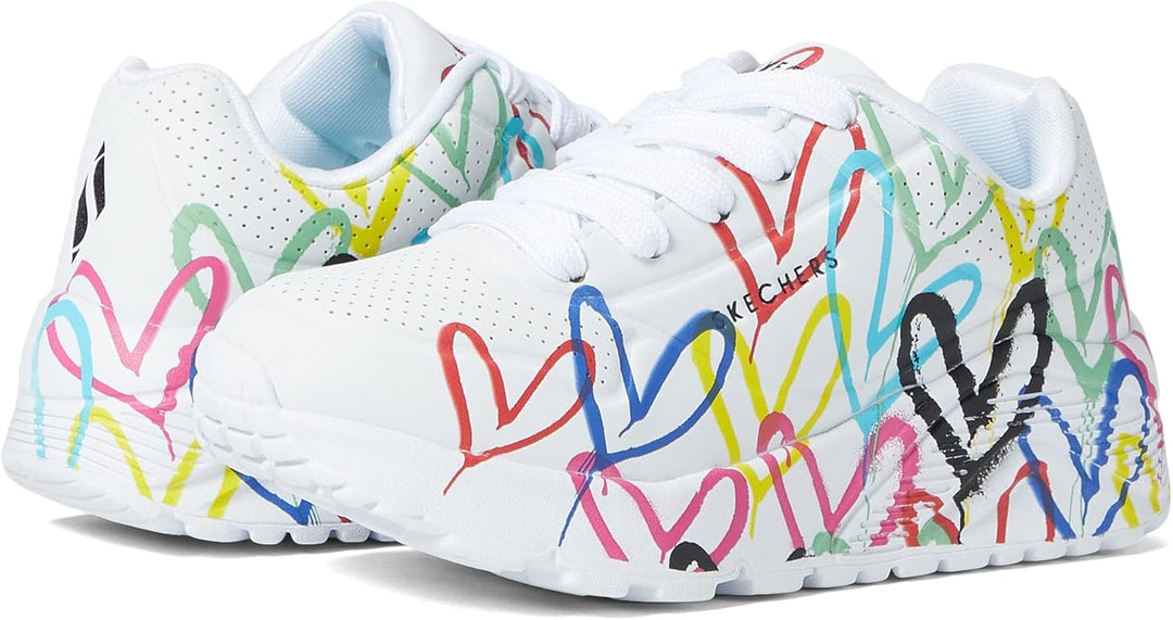 Skechers Girl's 314064l Wmlt Sneaker 30 EU White Synthetic Multi Trim, 30 EU White Synthetic Multi T
