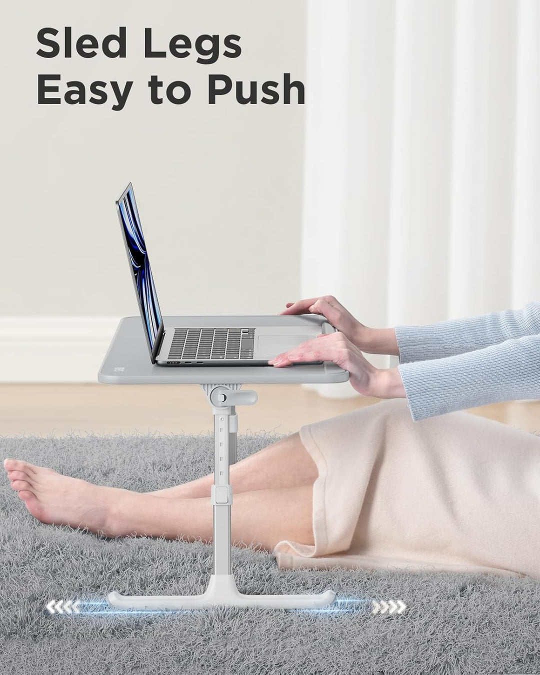 Laptoptisch fürs Bett, SAIJI Bett Tisch, komfortabel Tischplatte aus Leder, einstellbare Höhe, Neigu