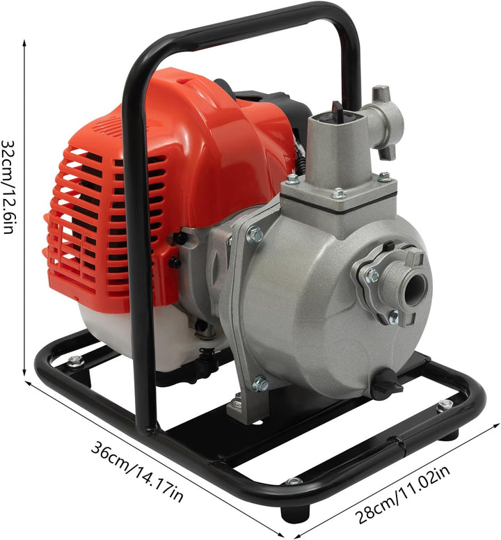 2-Takt Benzin Wasserpumpe 40CC, 1.25 KW/6500 RPM Motor Gartenpumpe Schmutzwasserpumpe mit Einzylinde
