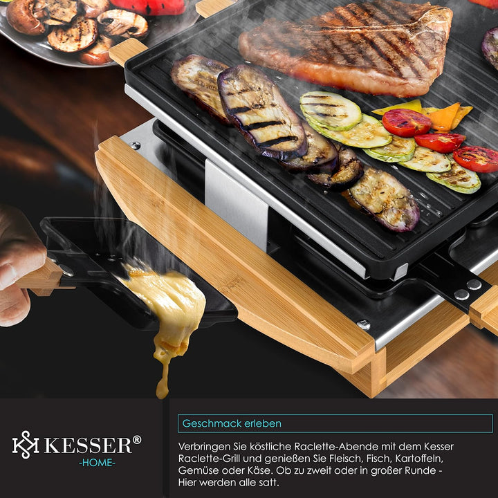 KESSER® Raclette-Grill mit Naturgrillstein, Grillplatte Tischgrill für 8 Personen, Elektrogrill Racl