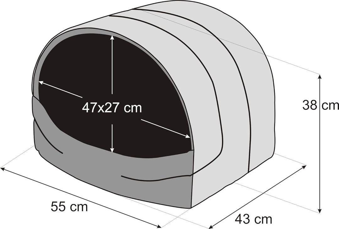 Hundehütte Hundehöhle Hundebett Hundehaus Katzenhöhle Schlafplatz L - 55x43 cm Grau