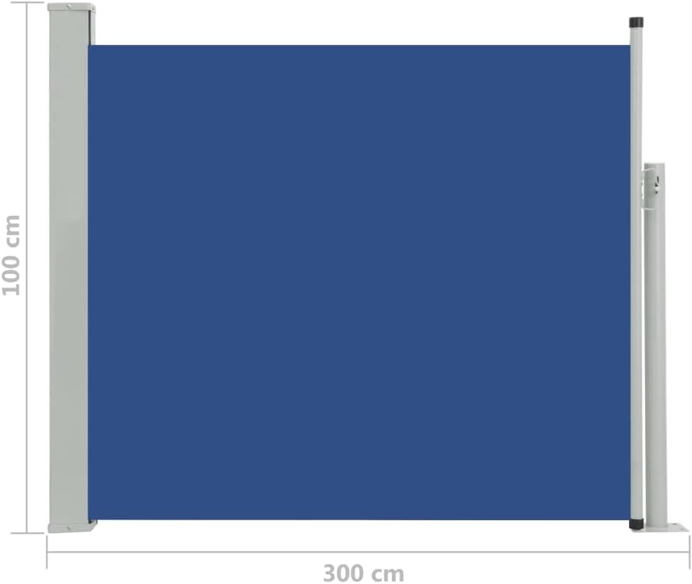 FIRBNUS Ausziehbare Seitenmarkise 100x300 cm Blau Sichtschutz Balkon Sichtschutz Garten Sonnenschutz