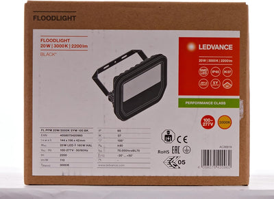 Ledvance LED-Scheinwerfer GEN 3 Schwarz 20W 2200lm 100D - 830 Warmweiss | IP65 - Symmetrisch - Ersat