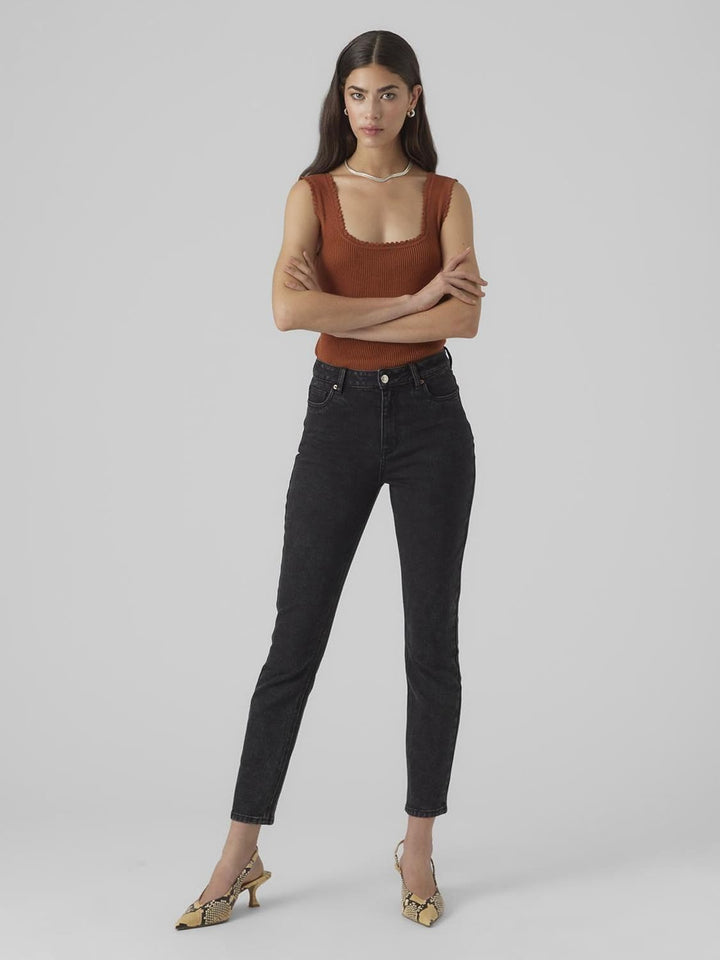 Vero Moda Female Straight-Fit VMBRENDA Hohe Taille Hohe Taille Jeans 27W / 32L Black Denim, 27W / 32