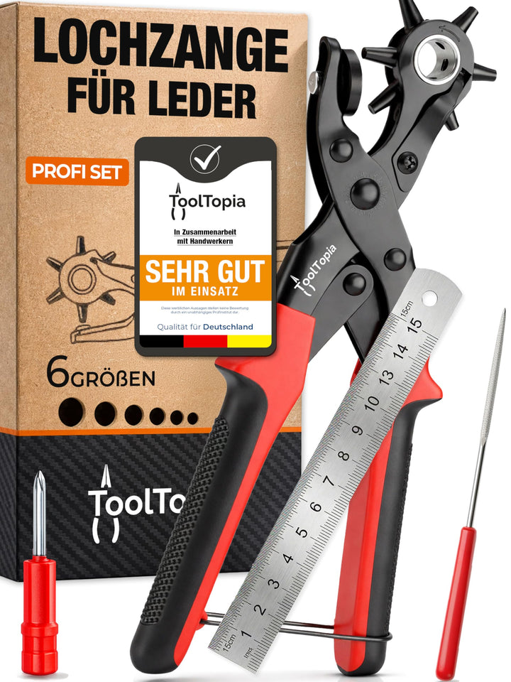 Lochzange für Leder [KOMPLETTSET], Locheisen | Lochstanzer als Leder Werkzeug, Papier, Gürtel Locher