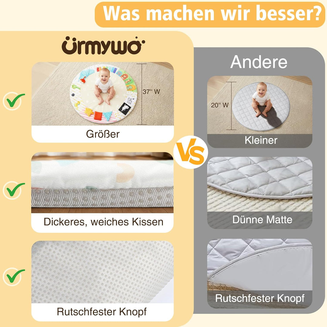 URMYWO Spielbogen Baby– Baby Krabbeldecke mit 5 abnehmbaren Spielzeugen zum Greifen - 6 Entwicklungs