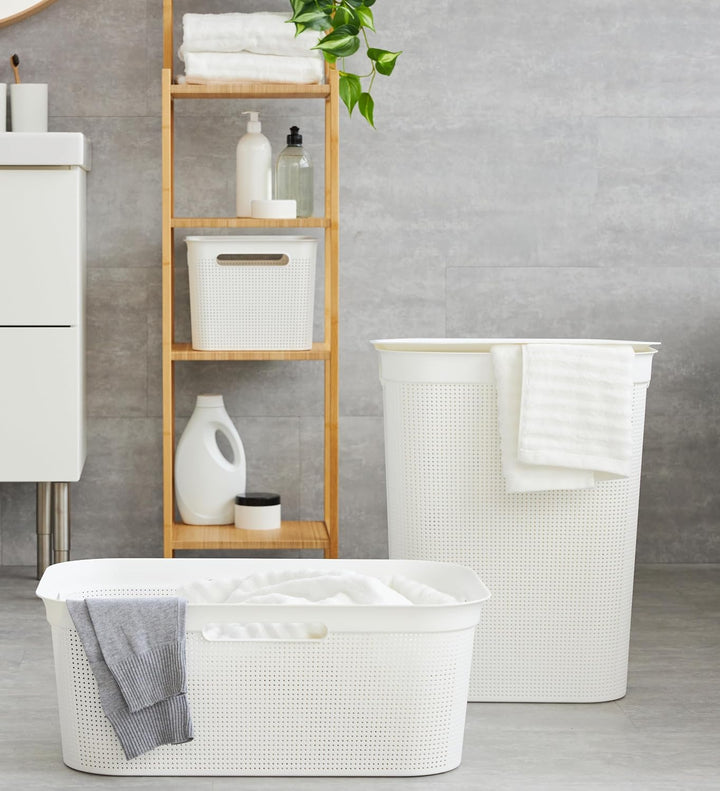 Rotho Brisen 4er-Set Wäschekorb 40l, Kunststoff (PP) BPA-frei, weiss, 4 x 40l, Weiss