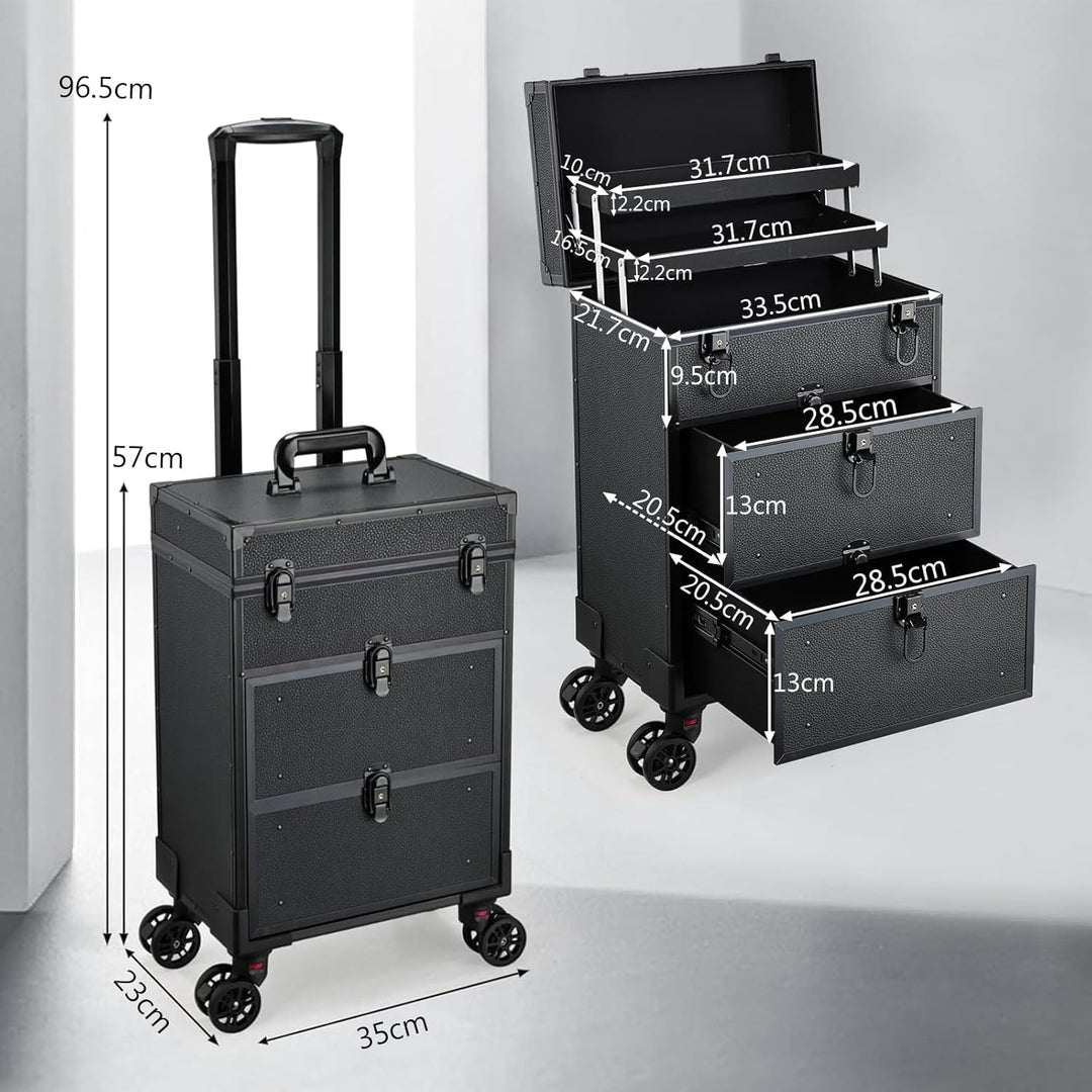 Kosmetikkoffer Kosmetik Trolley mit 2 Schubladen Friseurkoffer Gross Nageldesign Koffer Werkzugkoffe