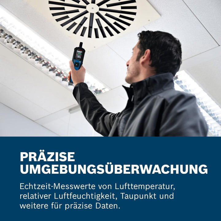 Bosch Professional Thermo-Hygrometer GDH 1-17 (Echtzeit-Messwerte, kontrastreiche Farb-LCD-Anzeige,