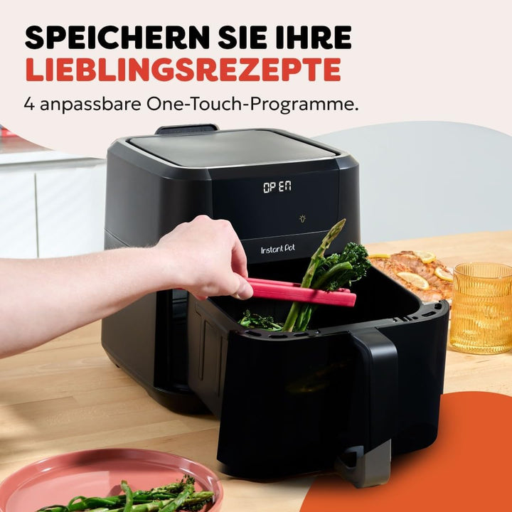 Instant Pot Vortex Compact Schwarz-Heissluftfritteuse 5 l Korb, Familiengrösse, 4 in 1 – Heissluftfr