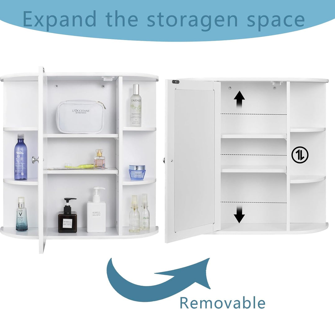 EUGAD Spiegelschrank für Badzimmer Hängeschrank Badschrank Spiegel mit Ablage Schminkschrank aus Hol