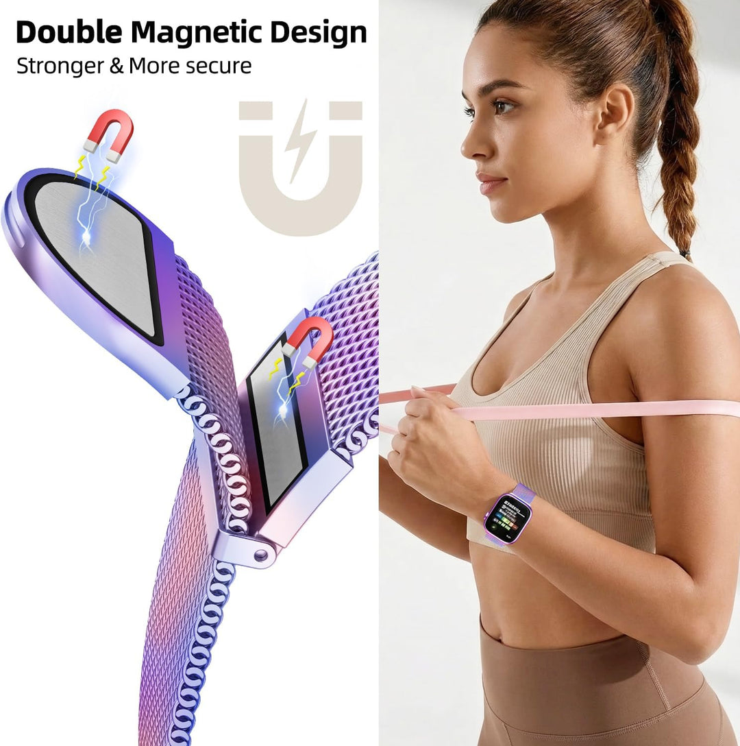 Higgs Ersatzarmband Kompatibel mit Apple Watch Armband 46mm 45mm 44mm 42mm 41 mm 40mm 38mm 49mm, Mag
