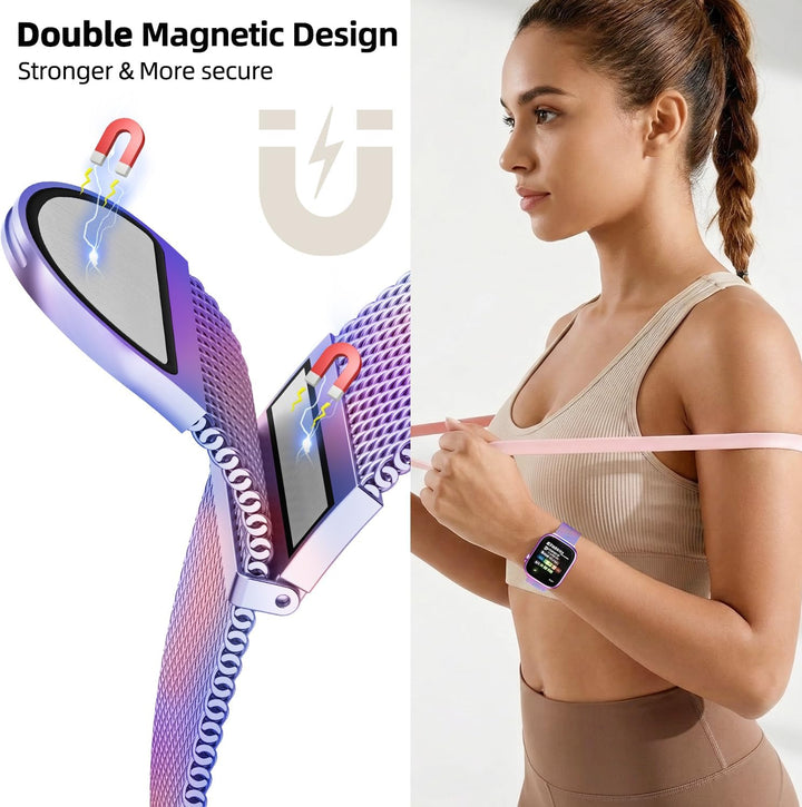 Higgs Ersatzarmband Kompatibel mit Apple Watch Armband 46mm 45mm 44mm 42mm 41 mm 40mm 38mm 49mm, Mag