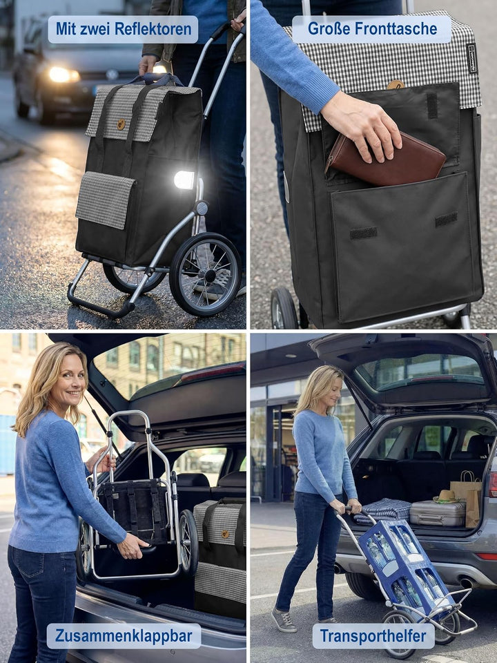 Andersen Shopper Royal mit Metallspeichenrad 25 cm und 54 Liter Tasche Milla schwarz Schwarz Alumini