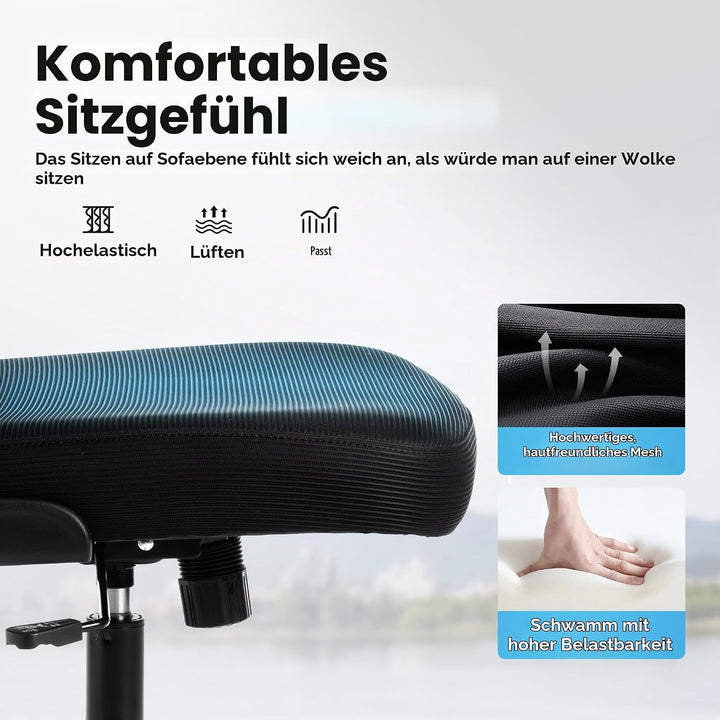 ALPHA HOME Bürostuhl Ergonomischer Schreibtischstuhl mit Lendenwirbelstütze, Höhenverstellbar, Büros