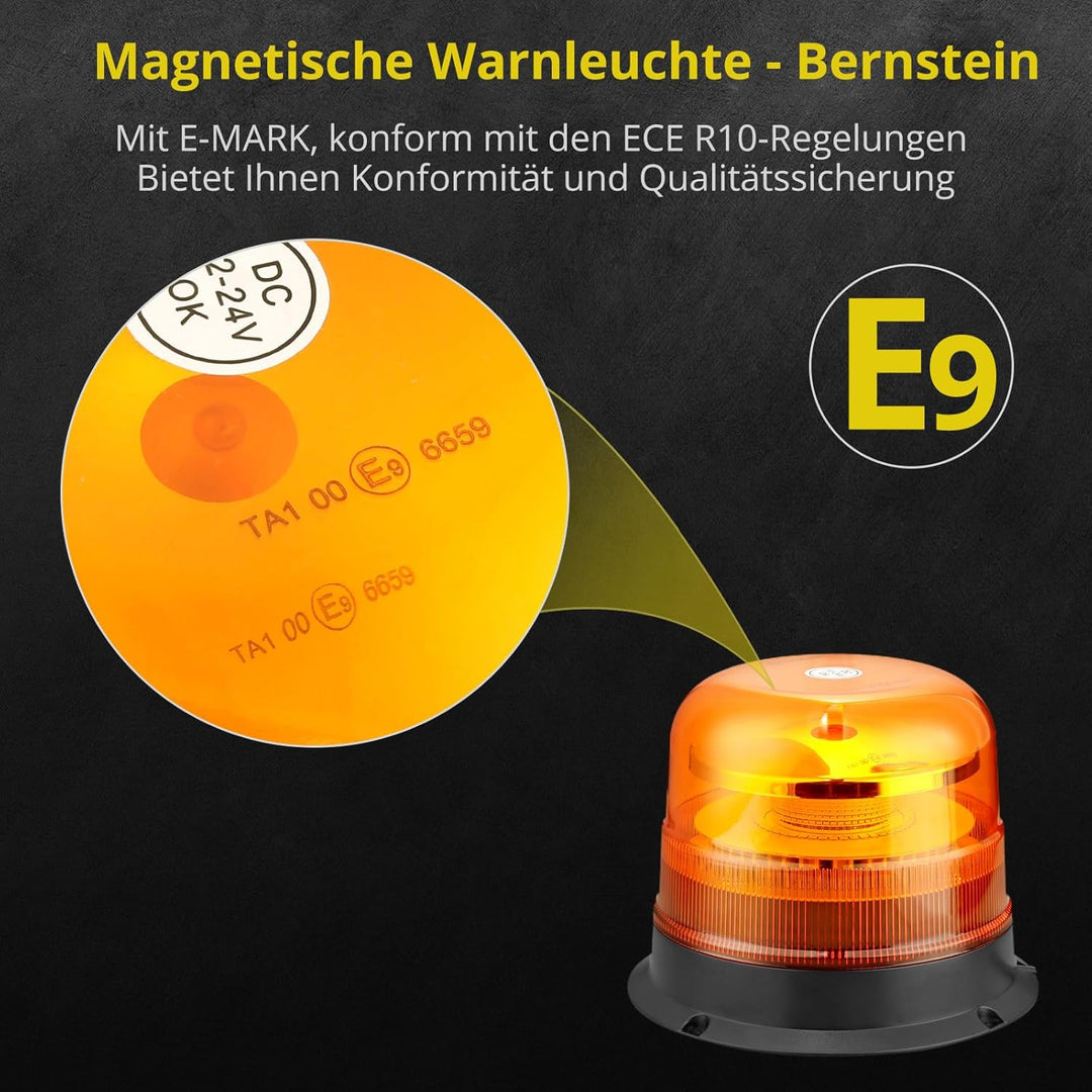 PROZOR 24LEDs Notfall Warnblinklicht mit E-Mak, 7 Blitzmodus 24W 12V/24V Rundumleuchte Wasserdicht W