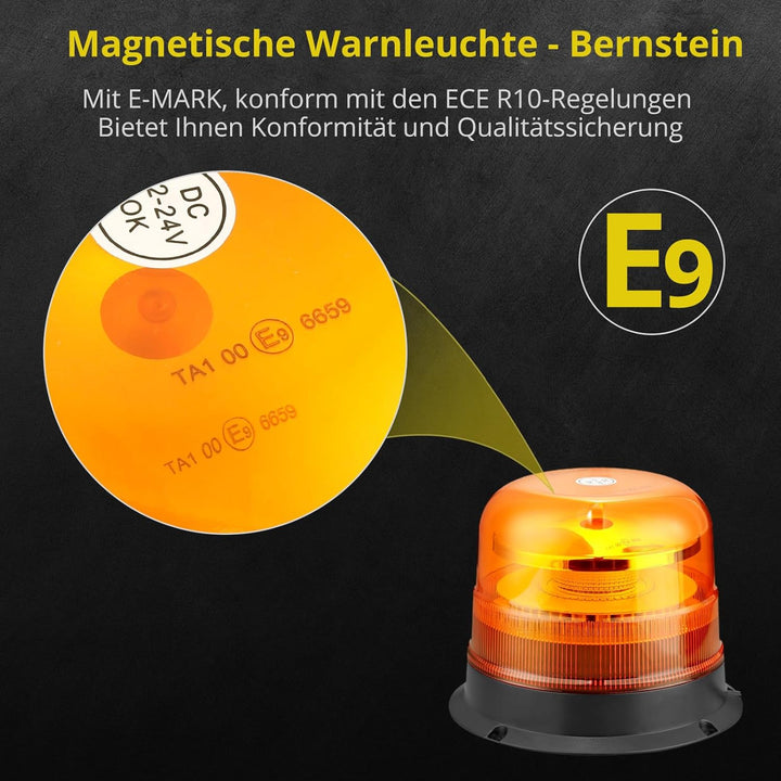 PROZOR 24LEDs Notfall Warnblinklicht mit E-Mak, 7 Blitzmodus 24W 12V/24V Rundumleuchte Wasserdicht W